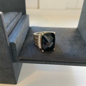 David Yurman Ring w/ Black Onyx and Diamonds